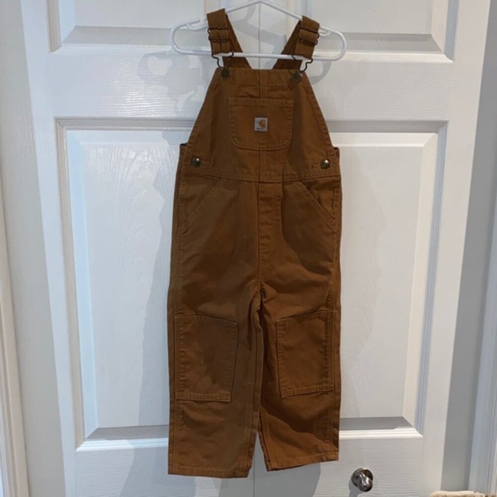 Carhartt Boys Bib Overalls Brown Size 3T